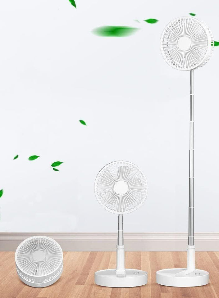 USB Rechargeable Desk Fan Telescopic Electric Desktop Fan Height Adjustable Foldable & Portable