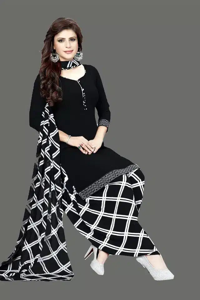 Crepe Printed Unstitched Dress Material for Women (Grey, 2 m)