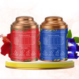 Aarush Hibiscus Tea & Blue Tea Combo | Natural Flower Tea | Supports Relaxation, Skin Glow & Detox | Caffeine-Free Herbal Tea | Rich in Antioxidants