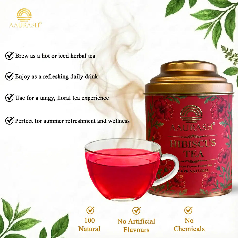 Aarush Chamomile Tea, Blue Tea & Hibiscus Combo | 100% Natural Flower Tea | Caffeine-Free Herbal Wellness Tea | Supports Relaxation, Skin Health & Detox | Rich in An