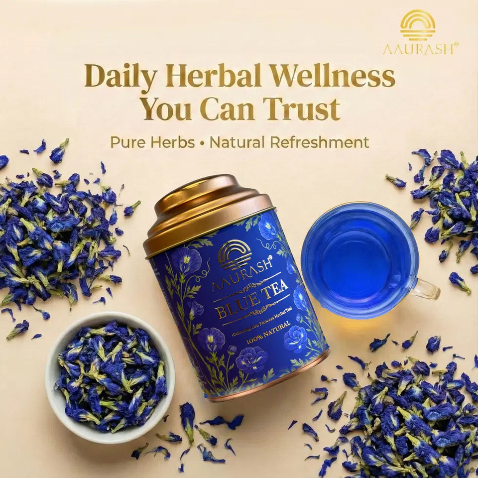 Aarush Hibiscus Tea & Blue Tea Combo | Natural Flower Tea | Supports Relaxation, Skin Glow & Detox | Caffeine-Free Herbal Tea | Rich in Antioxidants