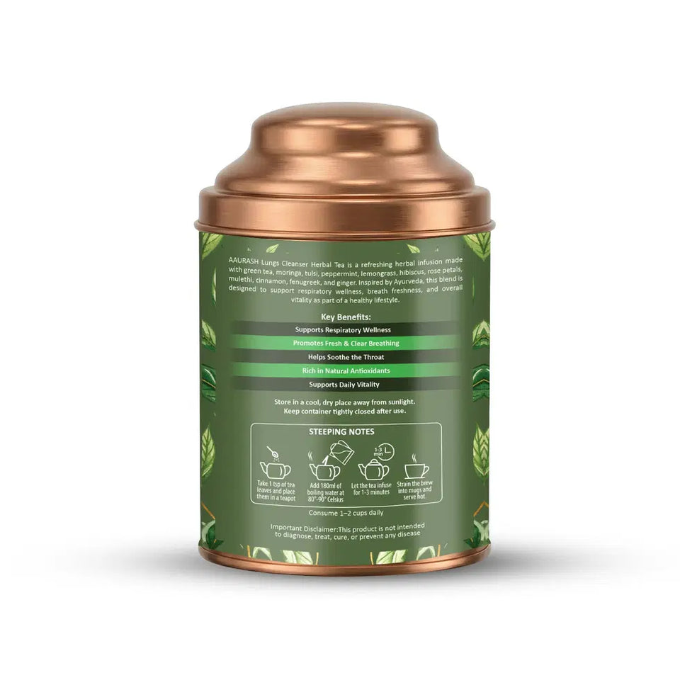 Aarush Lungs Cleanser Herbal Tea | Breathing Comfort & Detox Support Tea | Supports Respiratory Wellness & Natural Detox | Caffeine-Free Herbal Tea
