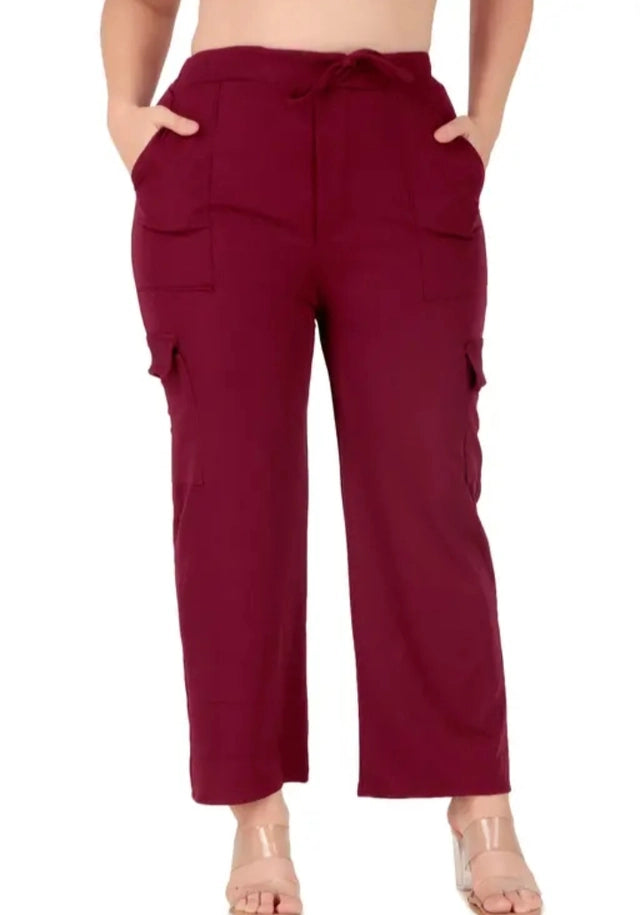 Cotton Blend Straight Fit Trouser for Women (Black & Grey, M) (Pack of 2)