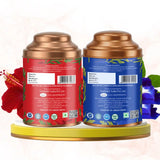 Aarush Hibiscus Tea & Blue Tea Combo | Natural Flower Tea | Supports Relaxation, Skin Glow & Detox | Caffeine-Free Herbal Tea | Rich in Antioxidants
