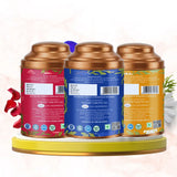Aarush Chamomile Tea, Blue Tea & Rose Tea Combo | 100% Natural Flower Tea | Caffeine-Free Herbal Tea | Supports Relaxation, Better Sleep & Skin Health | Rich in Antioxidants