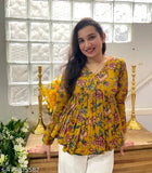 Floral Vibe Mustard Empire Top Stylish & Comfortable Daily Wear