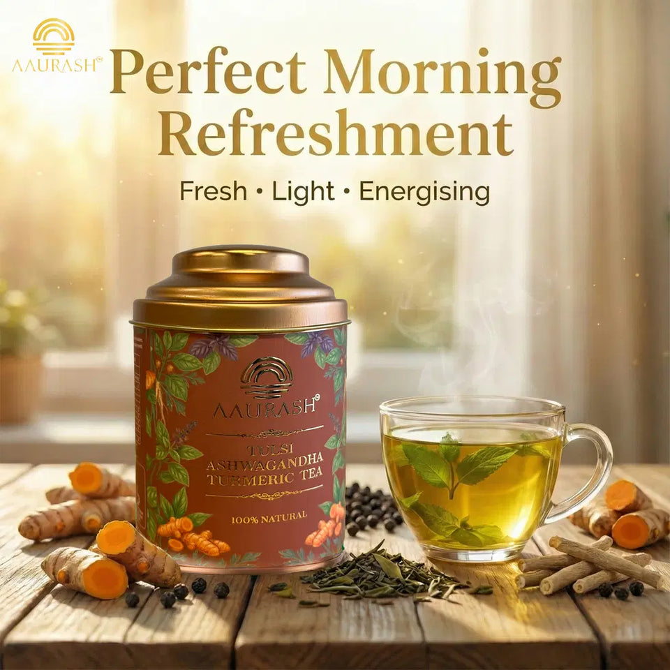 Aarush Tulsi Ashwagandha Turmeric Tea for Immunity | Naturally Caffeine Free Ashwagandha Herbal Tea (60gm)