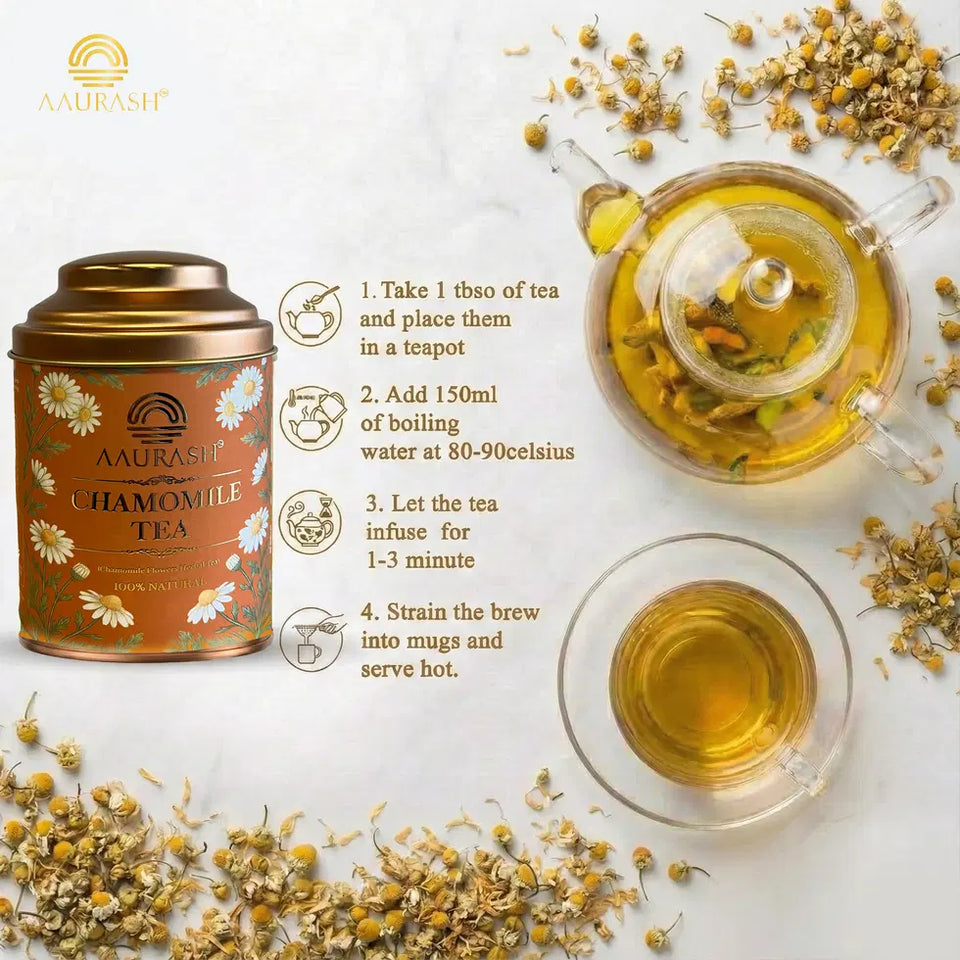 Aarush Chamomile Tea | Supports Relaxation & Calm Routine | Naturally Caffeine | Sleep & Relaxation Blend (40gm)