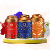 Aarush Chamomile Tea, Blue Tea & Hibiscus Combo | 100% Natural Flower Tea | Caffeine-Free Herbal Wellness Tea | Supports Relaxation, Skin Health & Detox | Rich in An